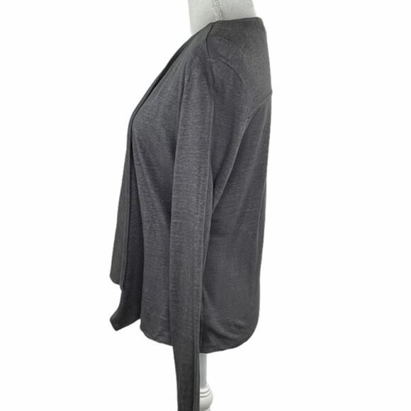 Artisan NY Fly Away Linen Cardigan Sweater Open Front Gray Lightweight Size L - Picture 5 of 8